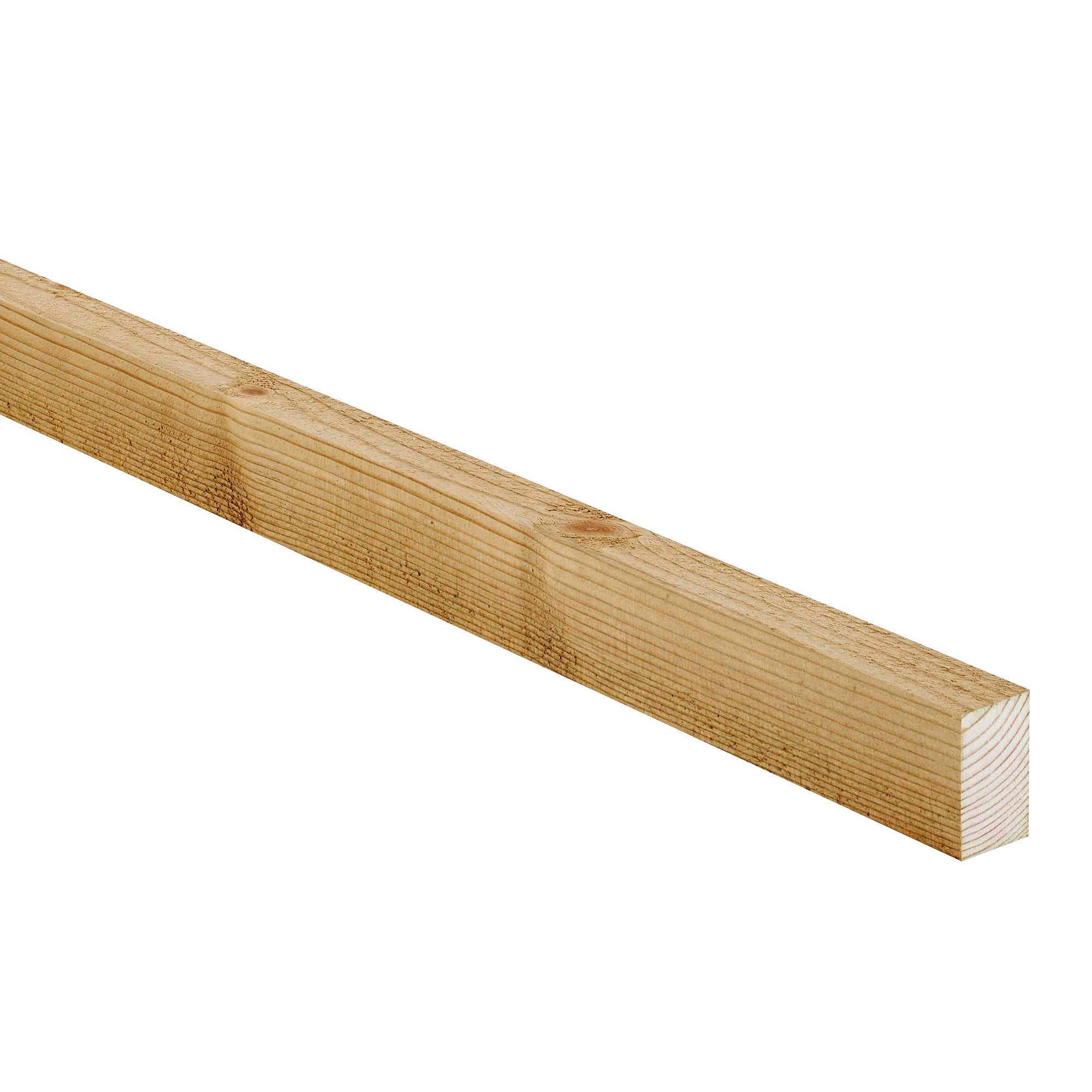 Sawn Treated Spruce Stick timber (L)2.4m (W)38mm (T)25mm, Pack of 16