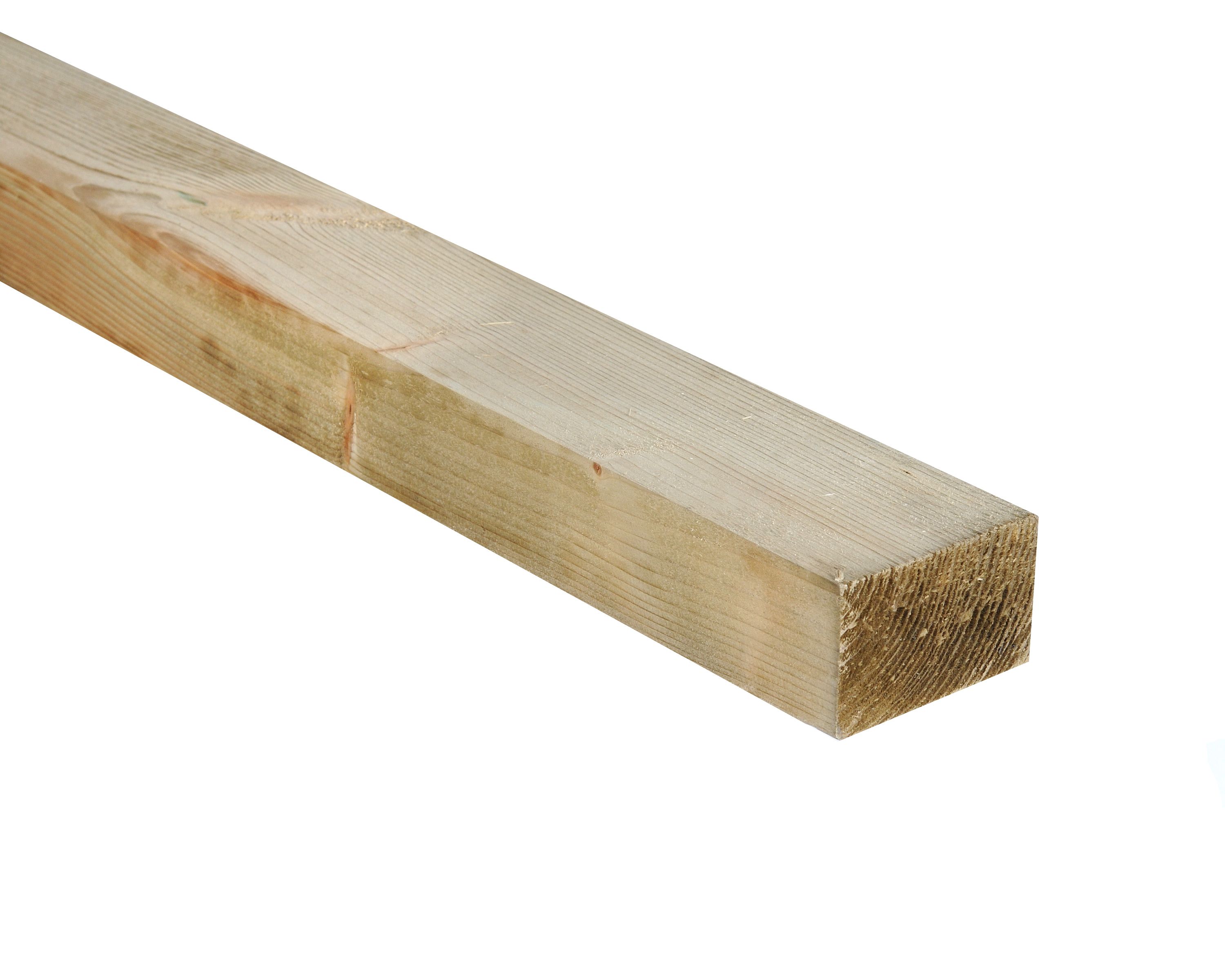 Sawn Treated Whitewood spruce Stick timber (L)2.4m (W)75mm (T)47mm, Pack of 4