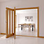 Saxton Vertical 3 panel 3 Lite Frosted Glazed Oak veneer Internal Tri-fold Door set, (H)2035mm (W)2374mm