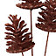 Scandi Pecan brown Glitter effect Pine cone Stem