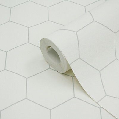 SCE Lutece Geometric Grey & white Hexagons Textured Wallpaper | DIY at B&Q