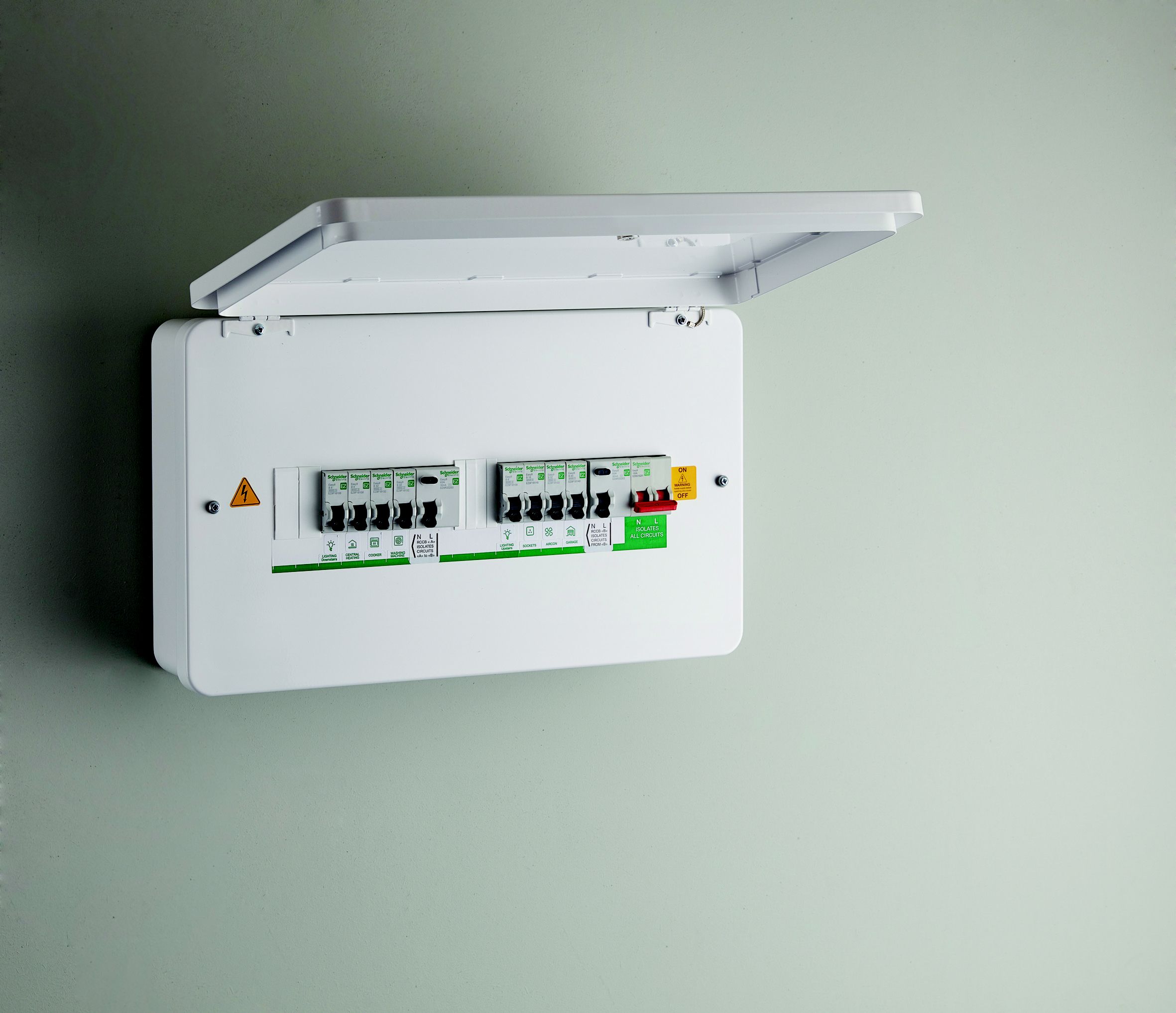 Schneider Electric 8-way Consumer unit with 100A mains switch