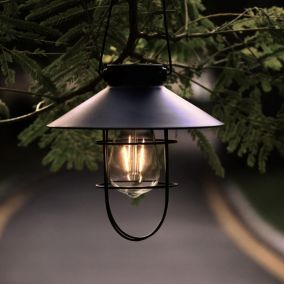 Scilla Black Solar-powered Integrated LED Outdoor Hanging lantern