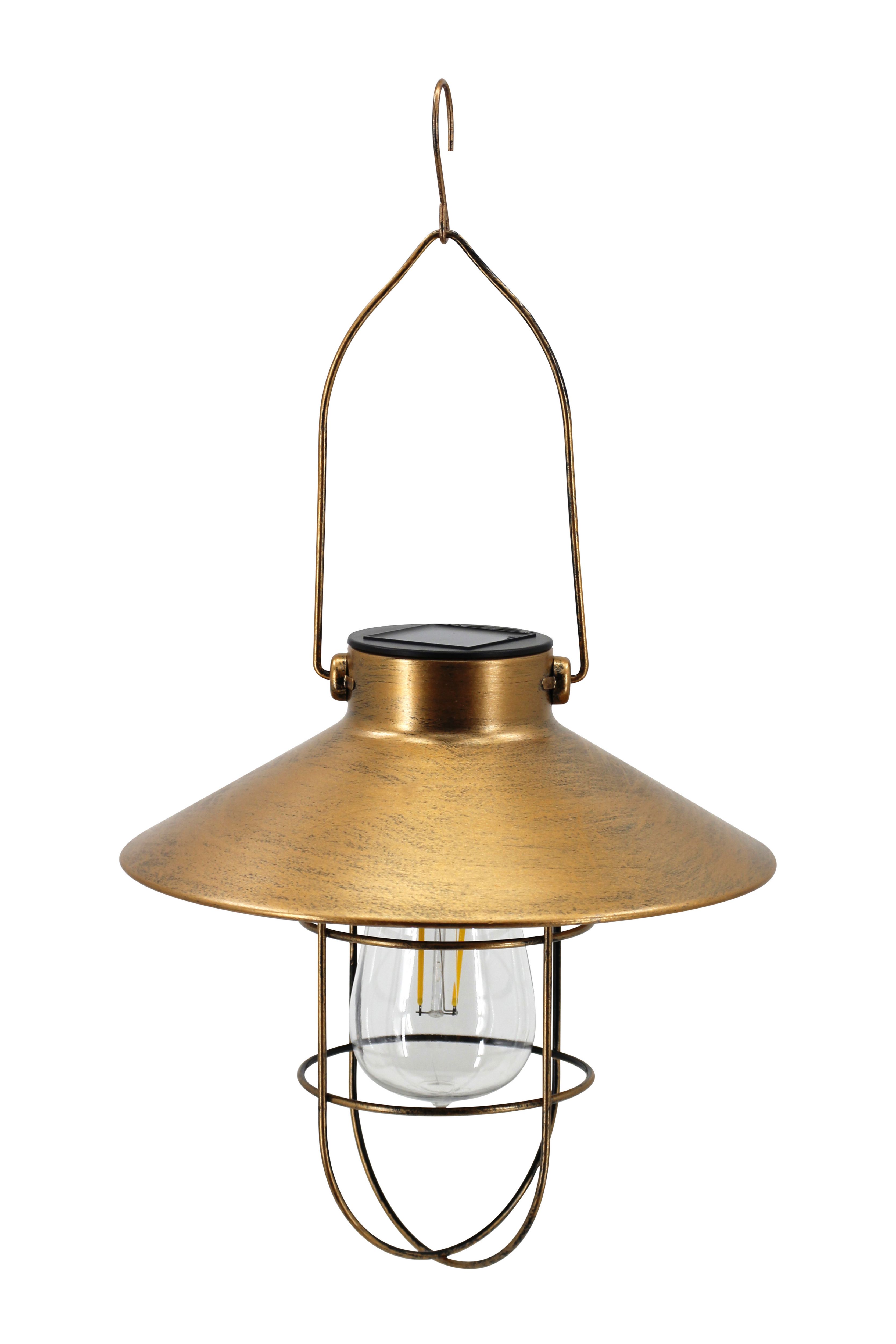 Scilla Copper Rusted metal effect Solar-powered Integrated LED Outdoor Hanging lantern