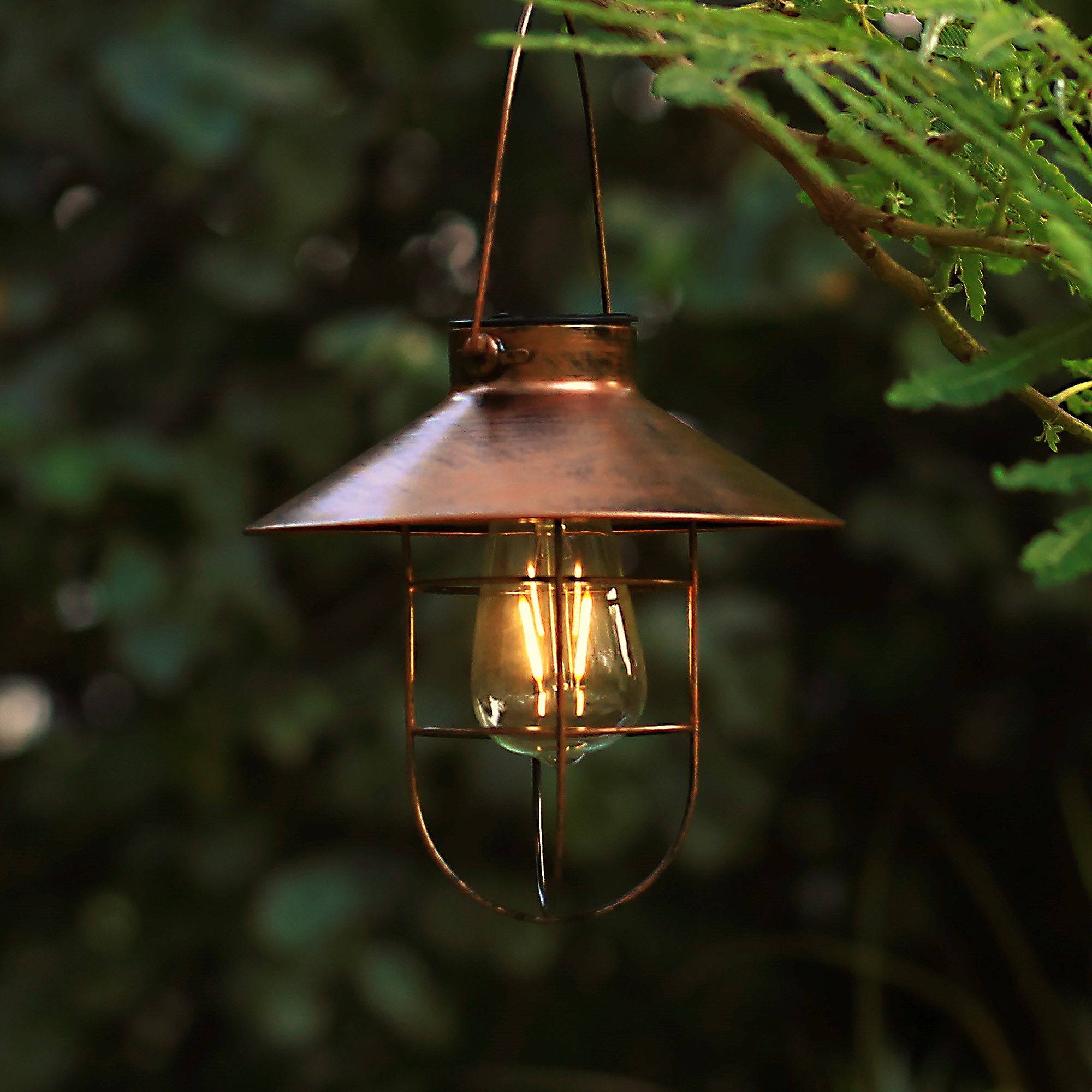Scilla Copper Rusted metal effect Solar-powered Integrated LED Outdoor  Hanging lantern DIY at BQ