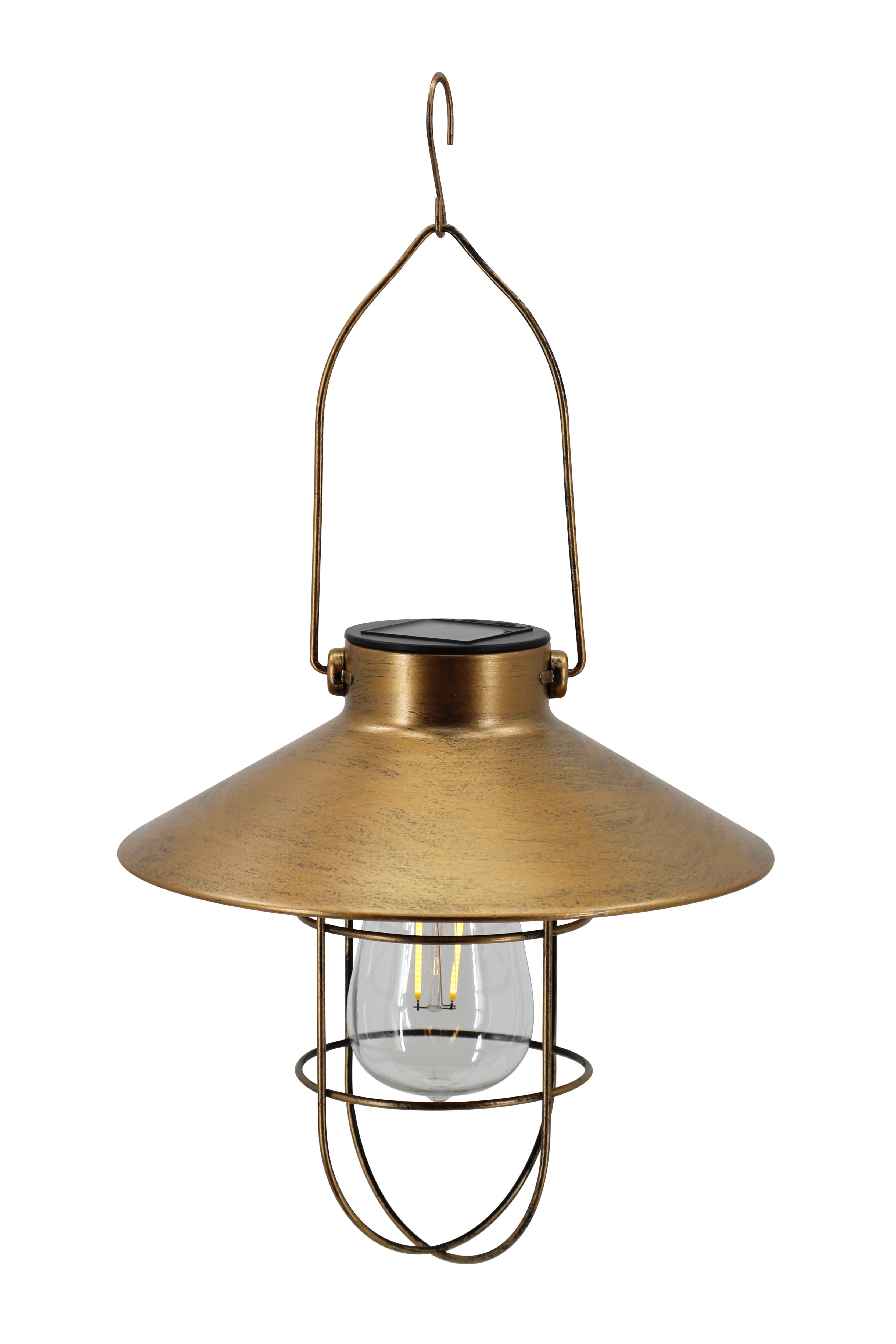 Scilla Copper Rusted metal effect Solar-powered Integrated LED Outdoor Hanging lantern