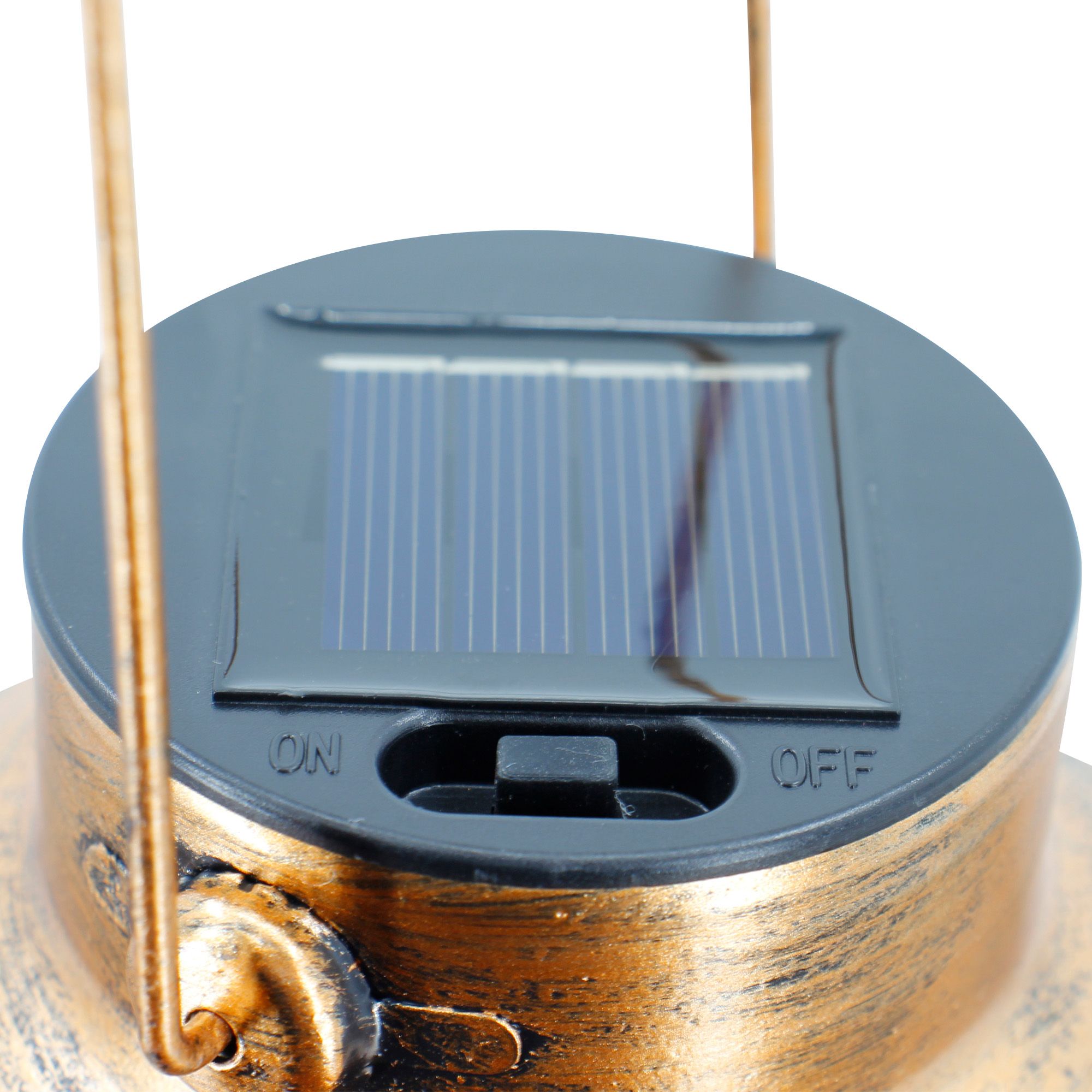 Scilla Copper Rusted metal effect Solar-powered Integrated LED Outdoor Hanging lantern