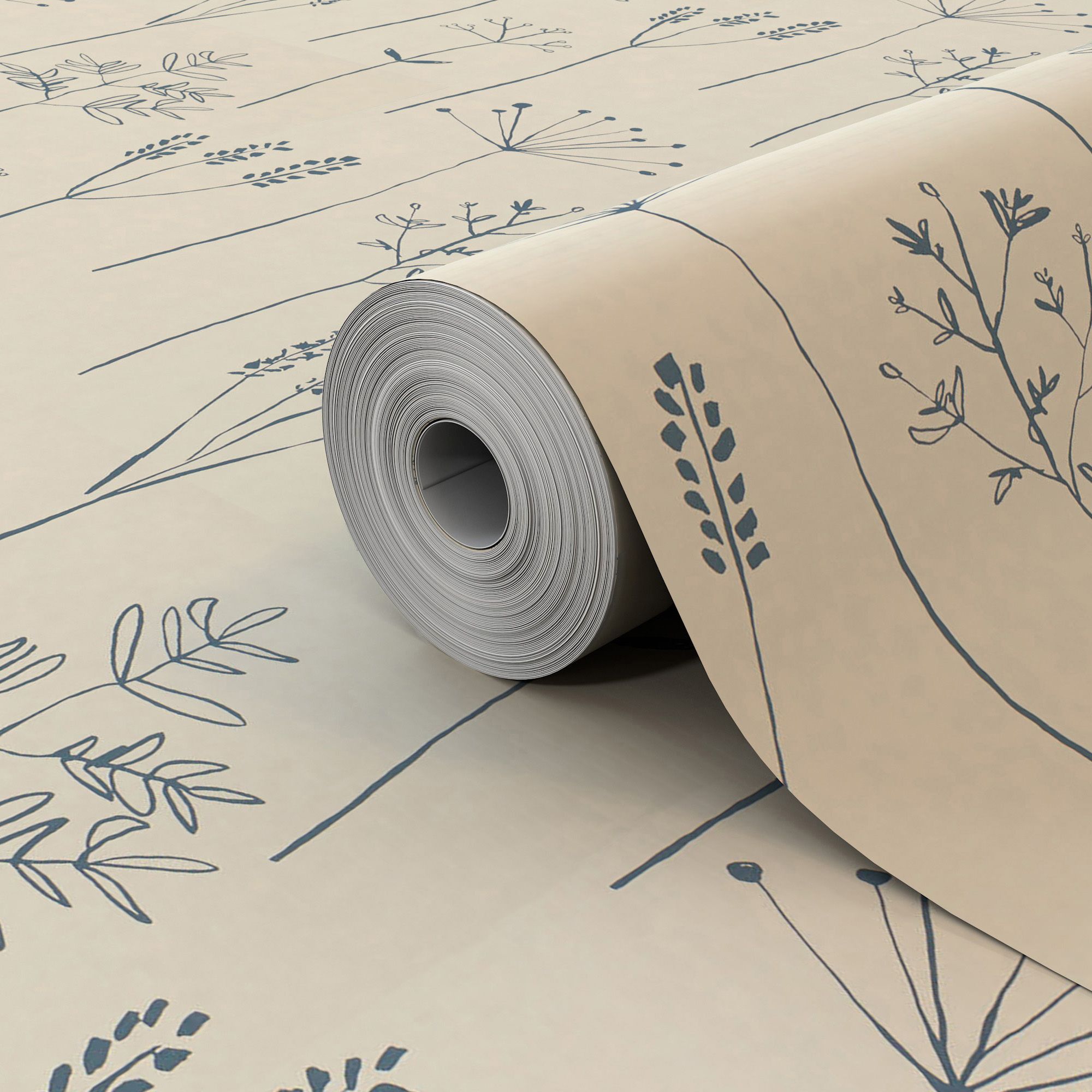 Scion Stipa Denim Leaves & Trees Smooth Wallpaper