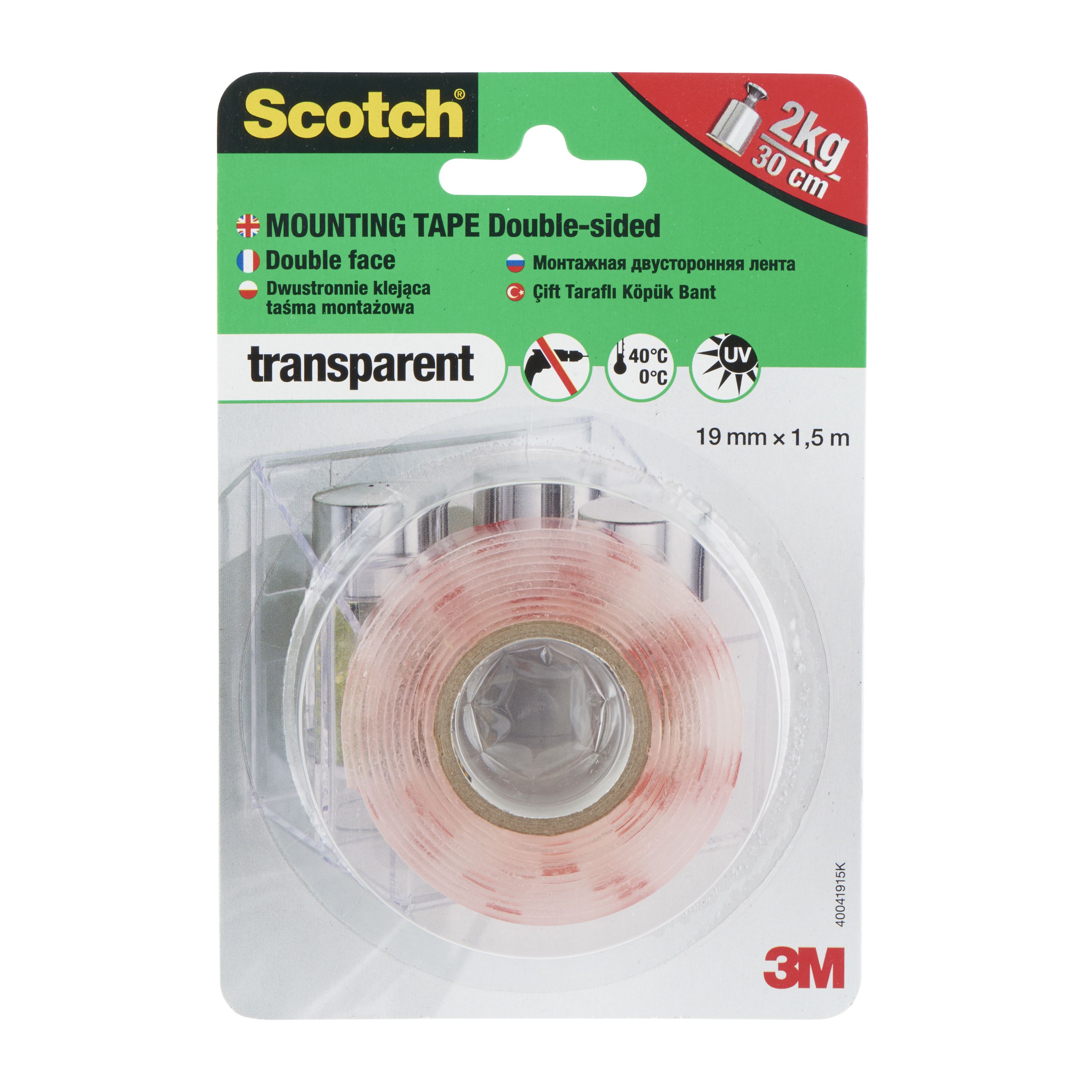 Scotch Clear Mounting Tape L 1 5m W 19mm Diy At B Q