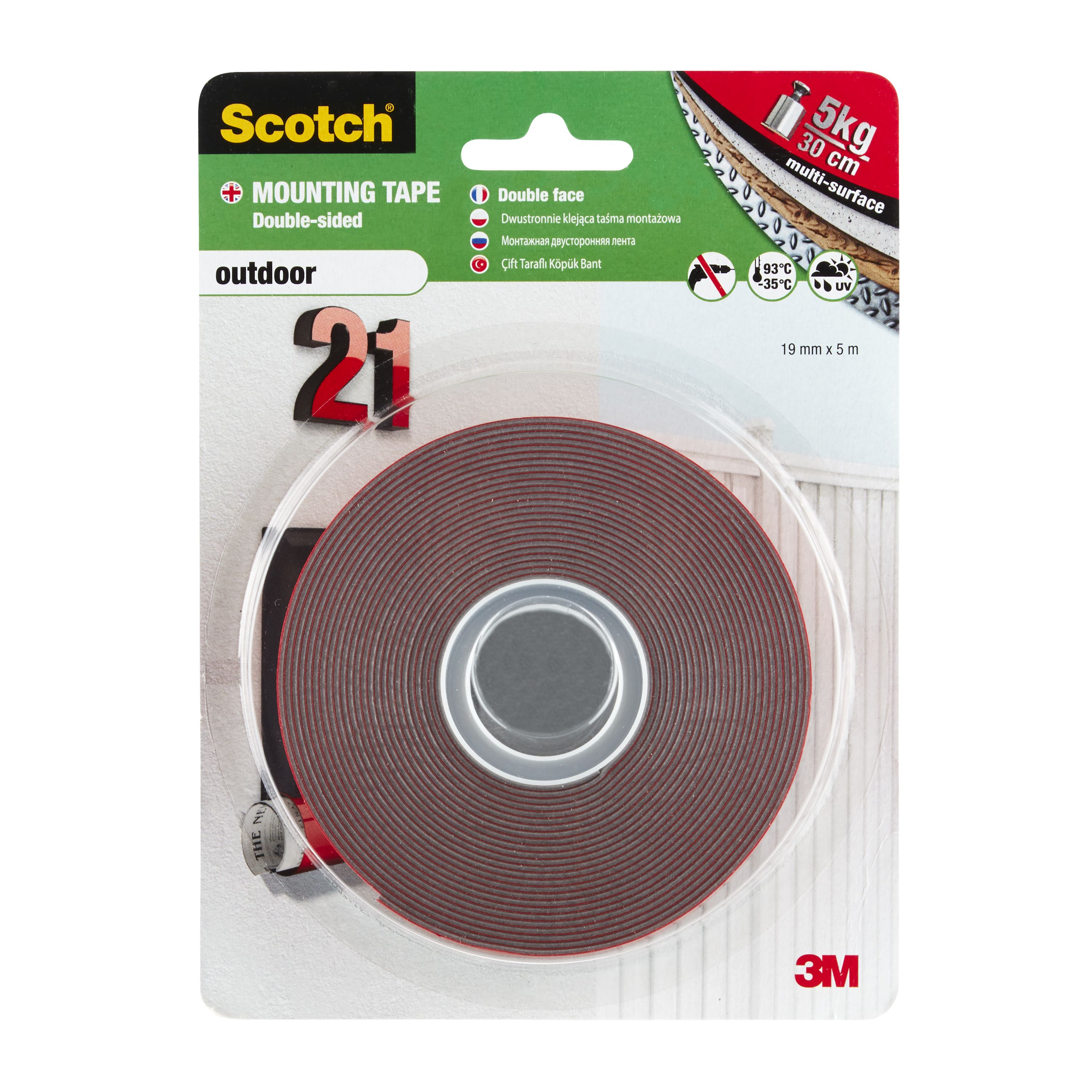 Scotch Grey Mounting Tape L 5m W 19mm Diy At B Q