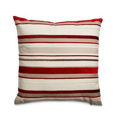 Sedum Striped Cushion, Beige, black & red | DIY at B&Q