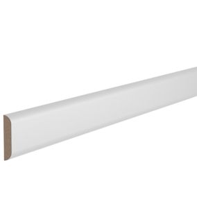 Self-adhesive Fully finished White MDF D-Shape Moulding (L)2.4m (W)30mm (T)6mm