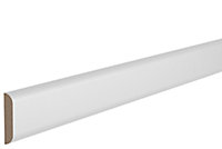 Self-adhesive Smooth White MDF D-Shape Moulding (L)2.4m (W)30mm (T)6mm