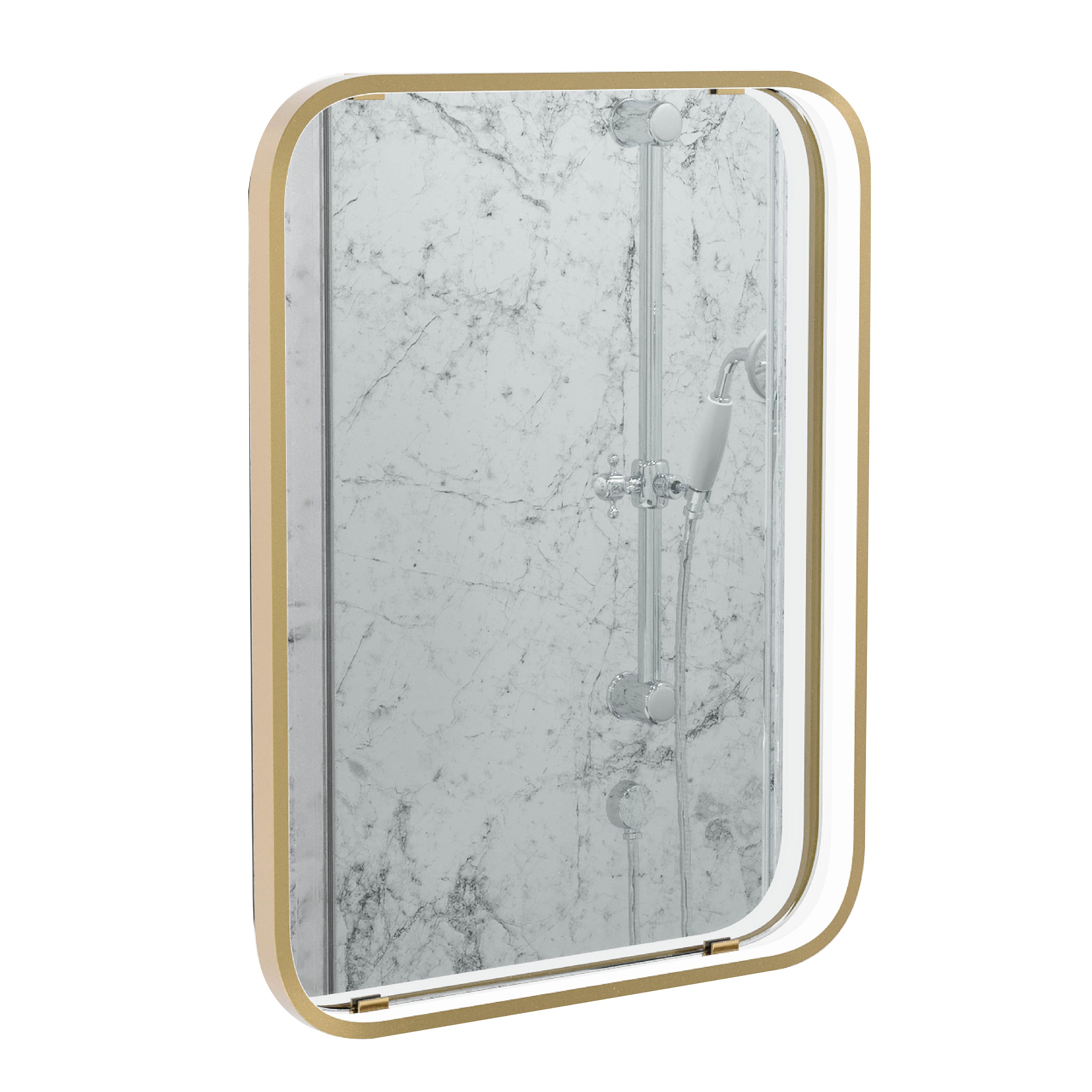 Sensio Aspect Brass effect Rectangular Wall-mounted Bathroom Illuminated mirror (H)50cm (W)39cm