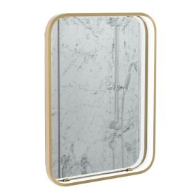 Sensio Aspect Brass effect Rectangular Wall-mounted Bathroom Illuminated mirror (H)50cm (W)39cm