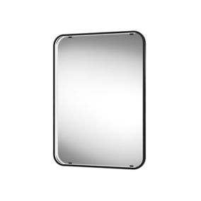 Sensio Aspect Matt Black Rectangular Wall-mounted Bathroom Illuminated Bathroom mirror (H)70cm (W)50cm