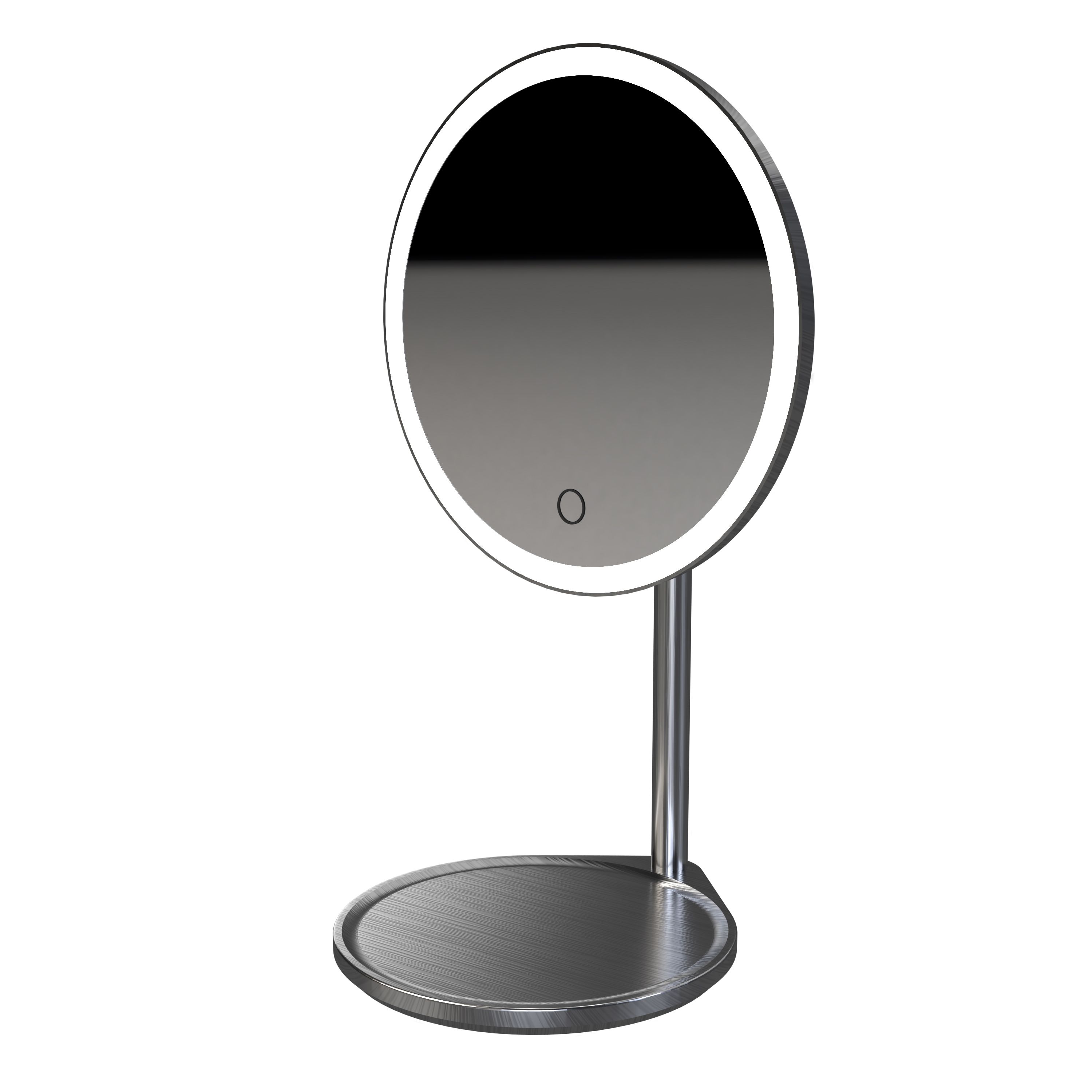 Sensio Clara Black pearl Round Freestanding Bathroom & WC Illuminated Bathroom mirror (H)35.5cm (W)21cm