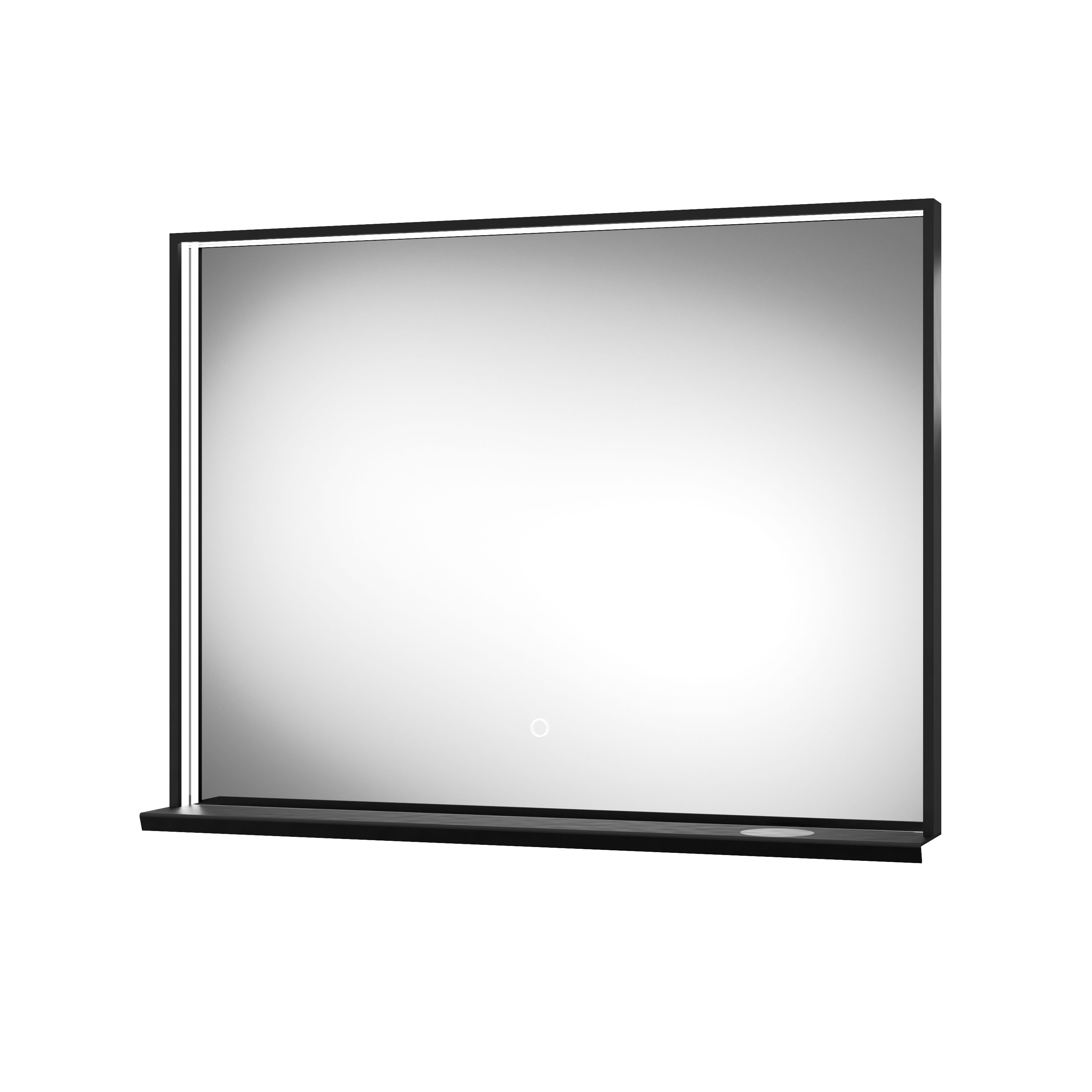 Sensio Element Matt Black Rectangular Wall-mounted Bathroom Illuminated Colour-changing mirror (H)60cm (W)80cm