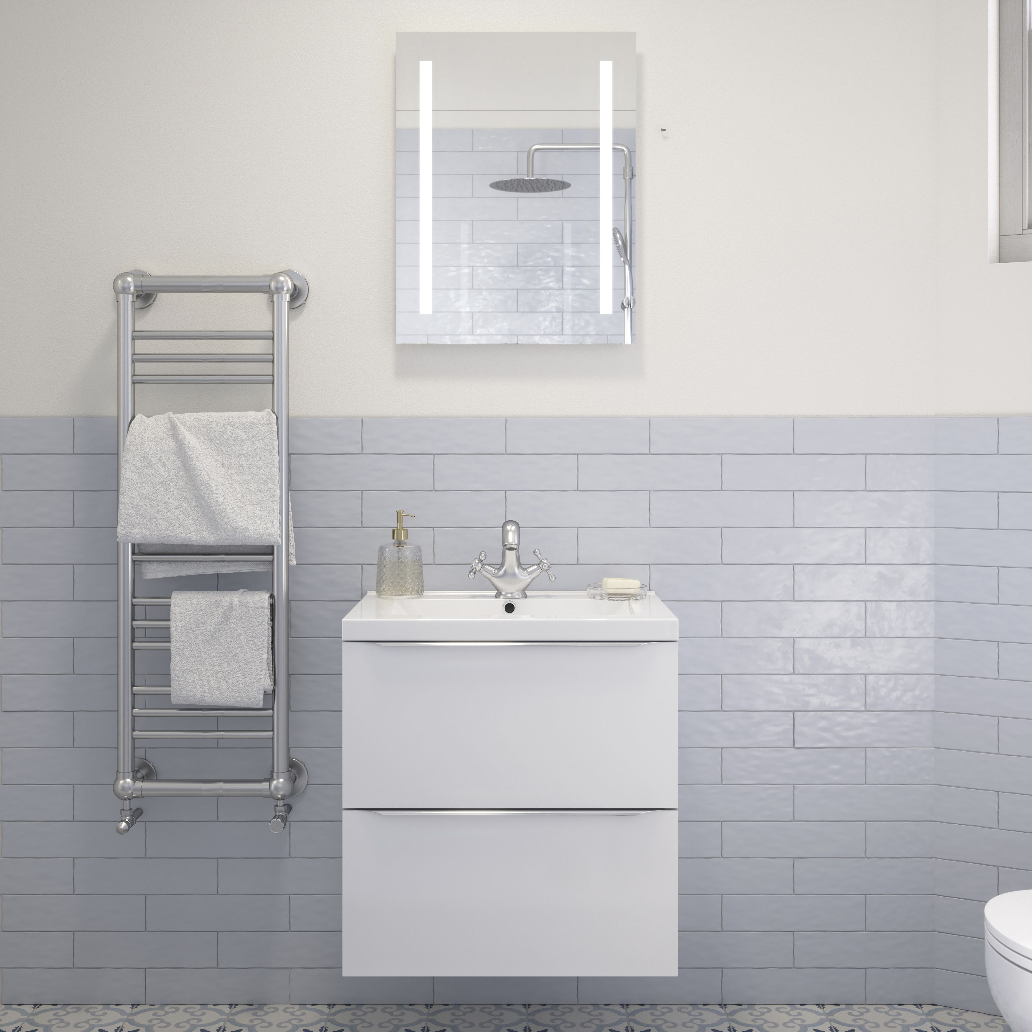 Sensio Ester Plus White Rectangular Wall-mounted Bathroom & WC Illuminated Contemporary Illuminated mirror (H)65cm (W)50cm