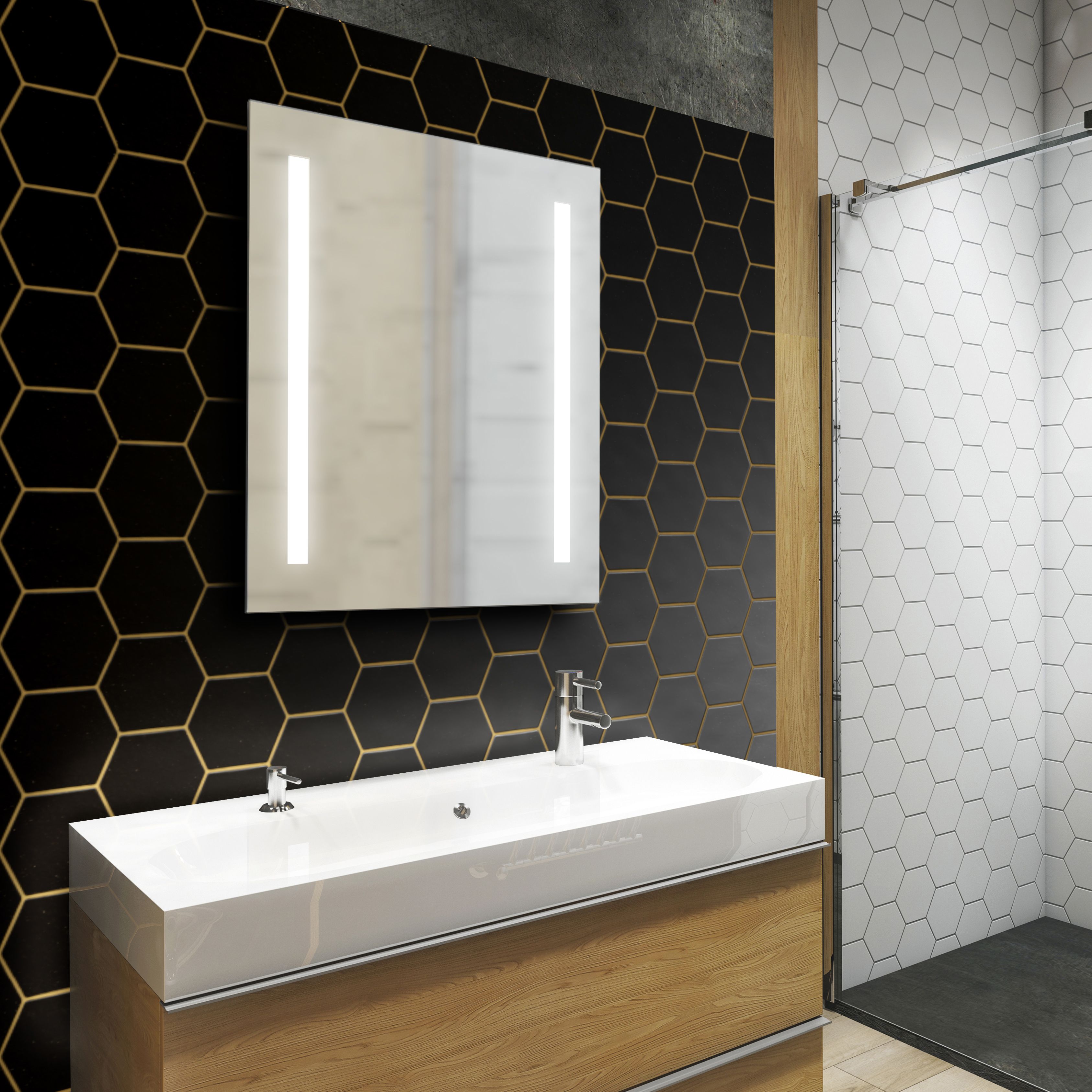 Sensio Ester Plus White Rectangular Wall-mounted Bathroom & WC Illuminated Contemporary Illuminated mirror (H)65cm (W)50cm