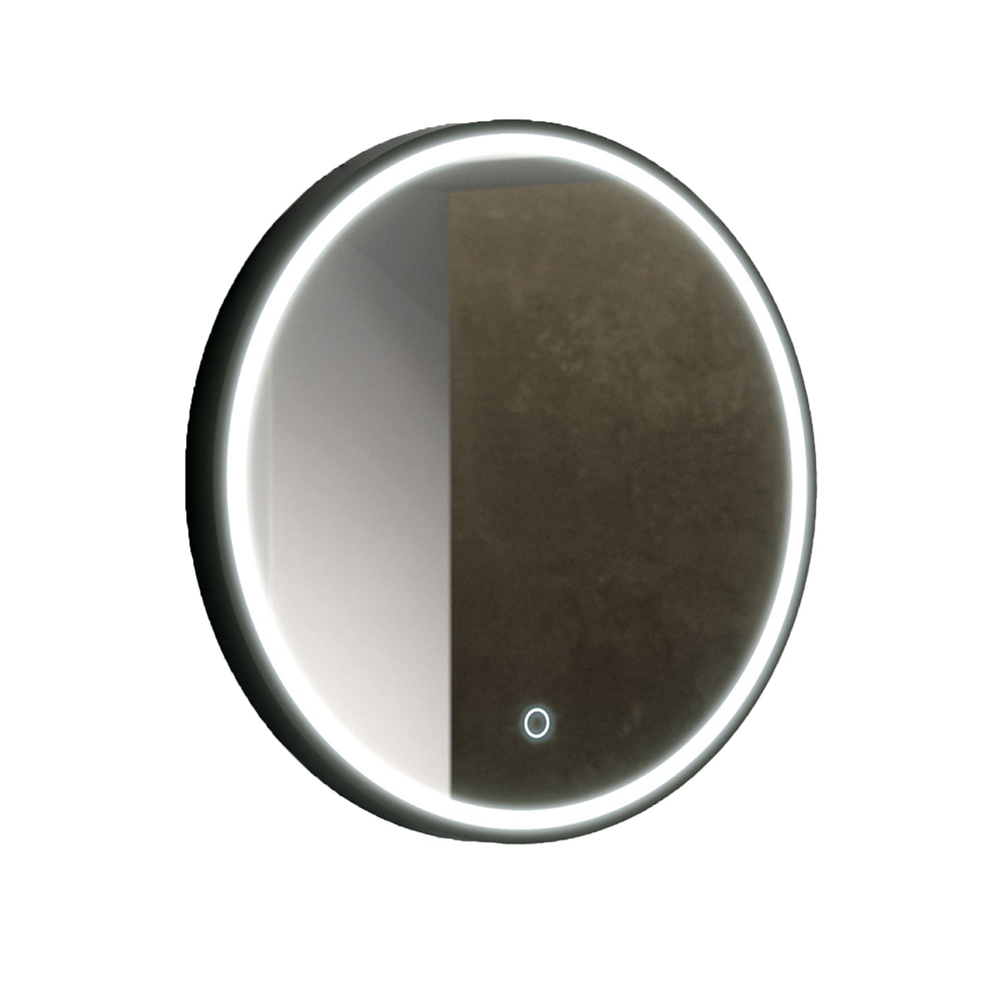 Sensio Frontier Black Circular Wall-mounted Bathroom Illuminated mirror (H)60cm (W)60cm