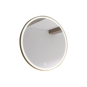 Sensio Frontier Brass effect Circular Wall-mounted Bathroom Illuminated mirror (H)60cm (W)60cm