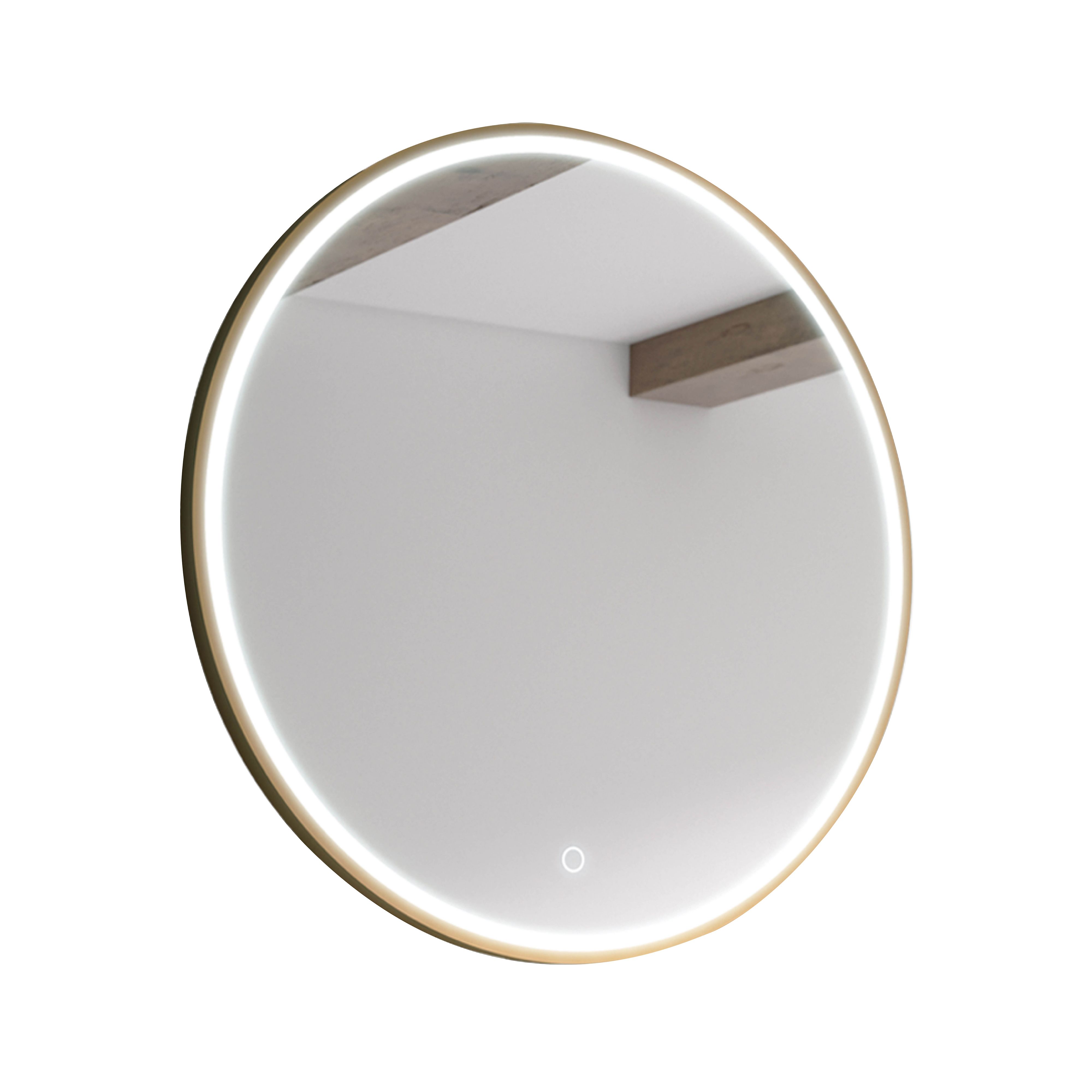 Sensio Frontier Brushed brass effect Circular Wall-mounted Bathroom Illuminated mirror (H)80cm (W)80cm