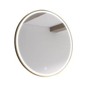 Sensio Frontier Brushed brass effect Circular Wall-mounted Bathroom Illuminated mirror (H)80cm (W)80cm