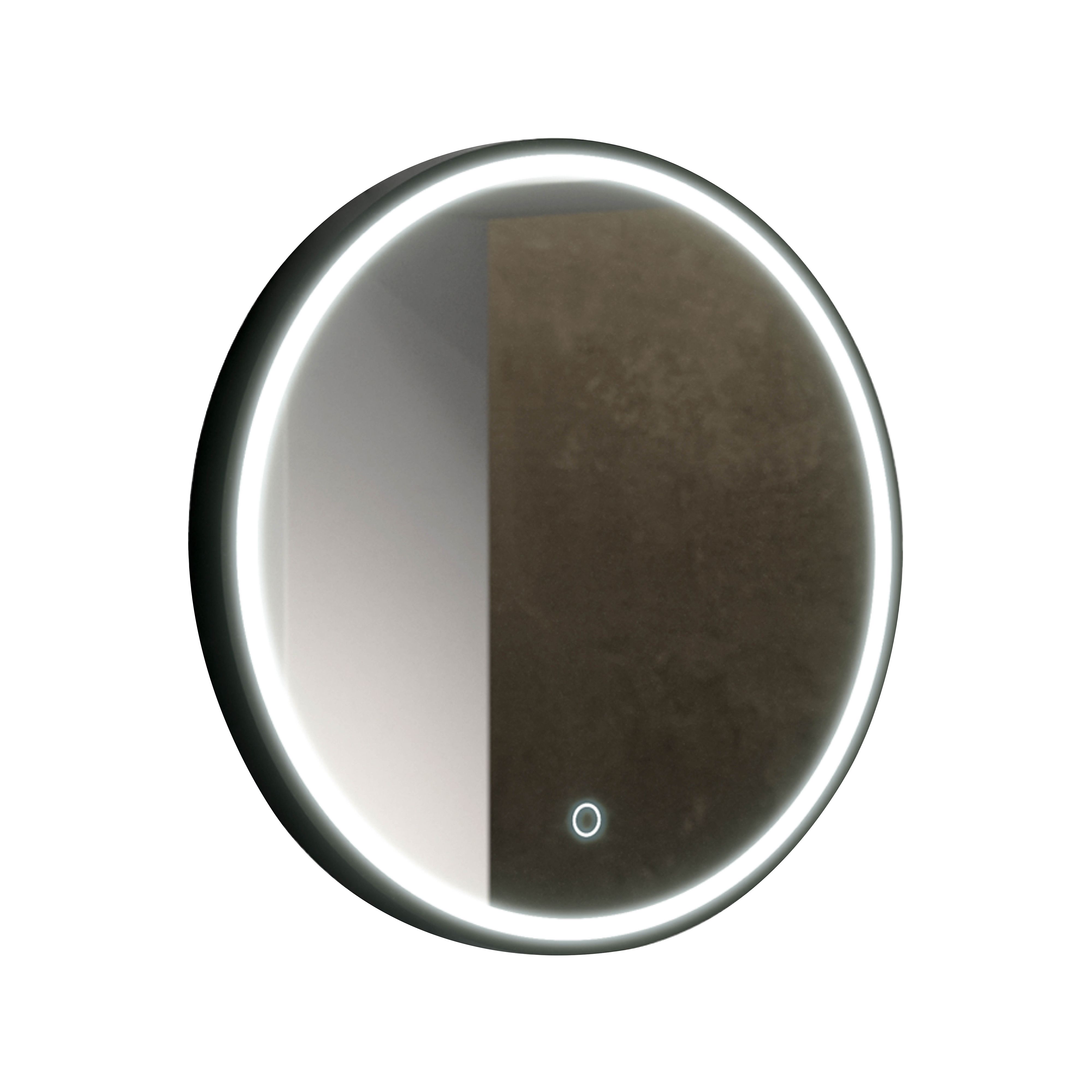 Sensio Frontier Matt Black Circular Wall-mounted Bathroom Illuminated mirror (H)80cm (W)80cm