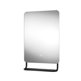 Sensio Harbour Matt Black Rectangular Wall-mounted Bathroom Illuminated Colour-changing mirror (H)79cm (W)50cm