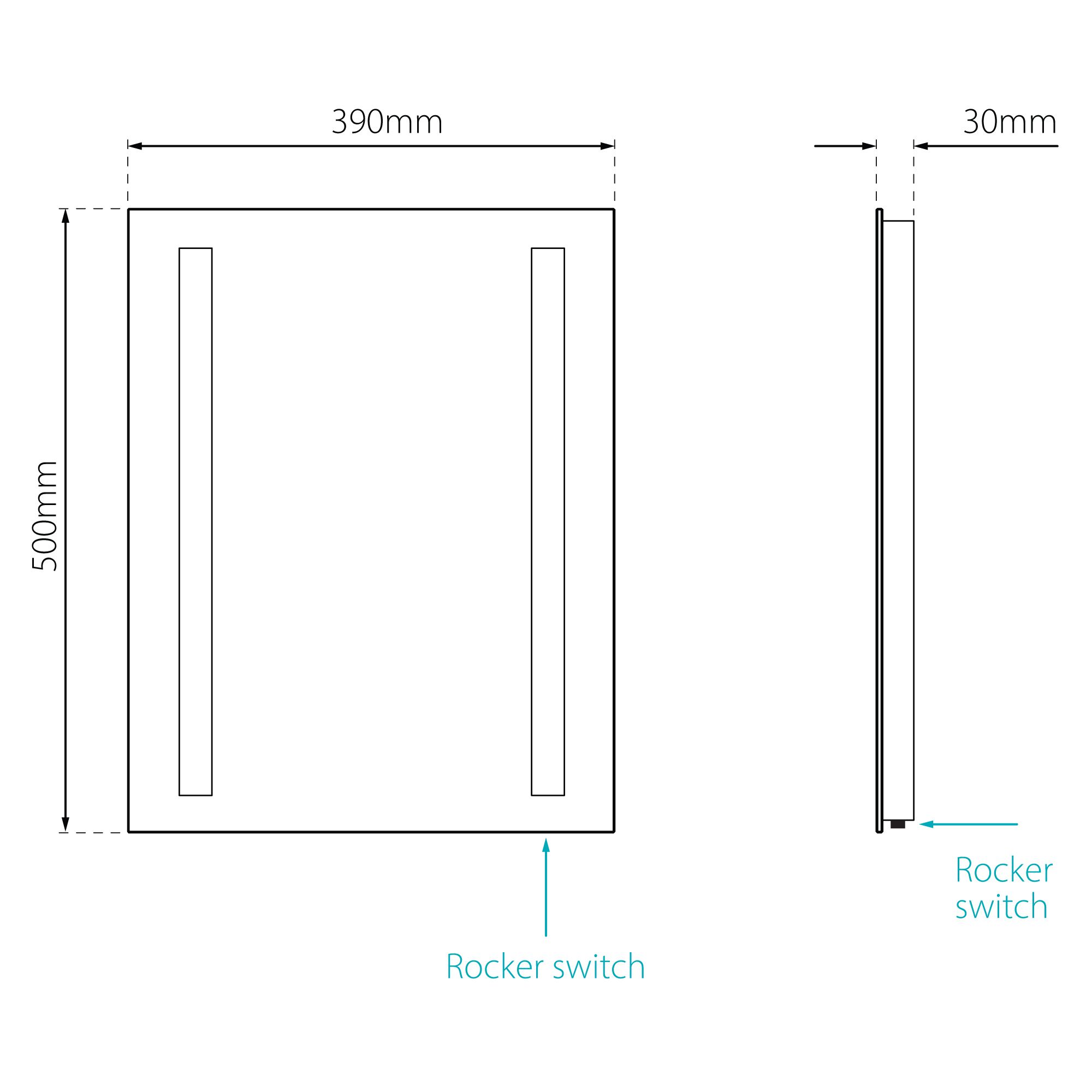 Sensio Isla Rectangular Wall-mounted Bathroom Illuminated Mirror (H)50cm (W)39cm