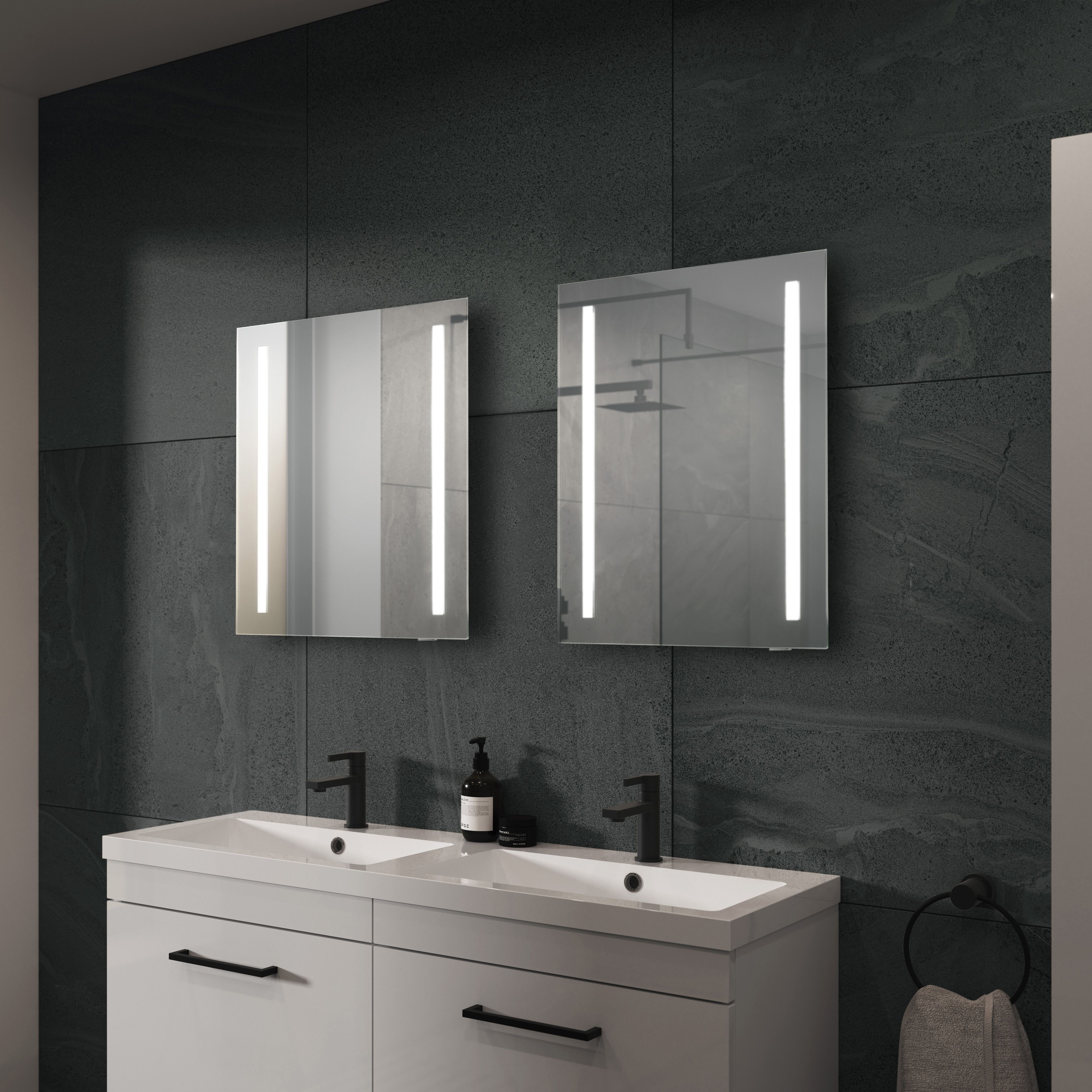 Sensio Isla Rectangular Wall-mounted Bathroom Illuminated Mirror (H)50cm (W)39cm