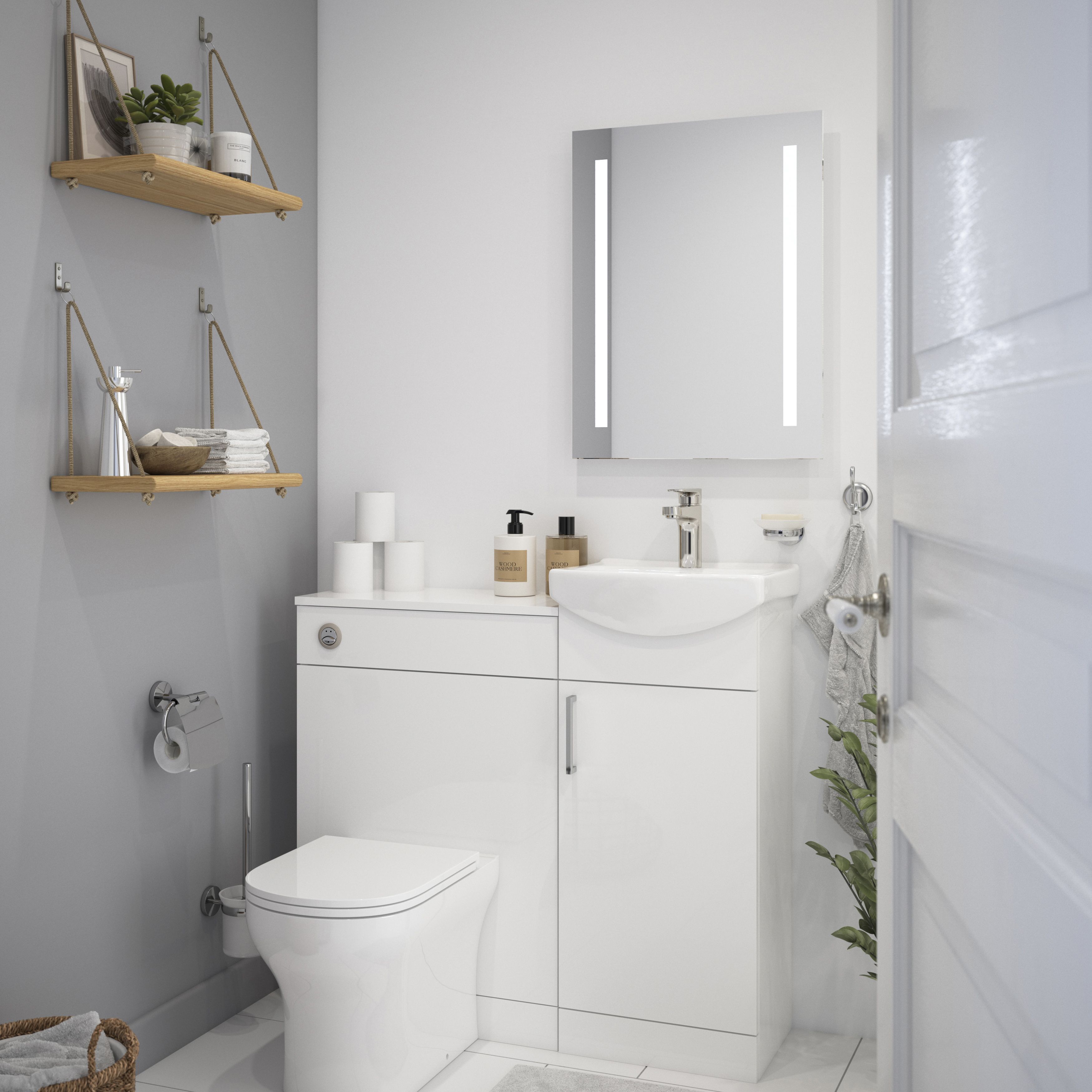 Sensio Isla White Rectangular Wall-mounted Bathroom & WC Illuminated Contemporary Illuminated mirror (H)65cm (W)50cm