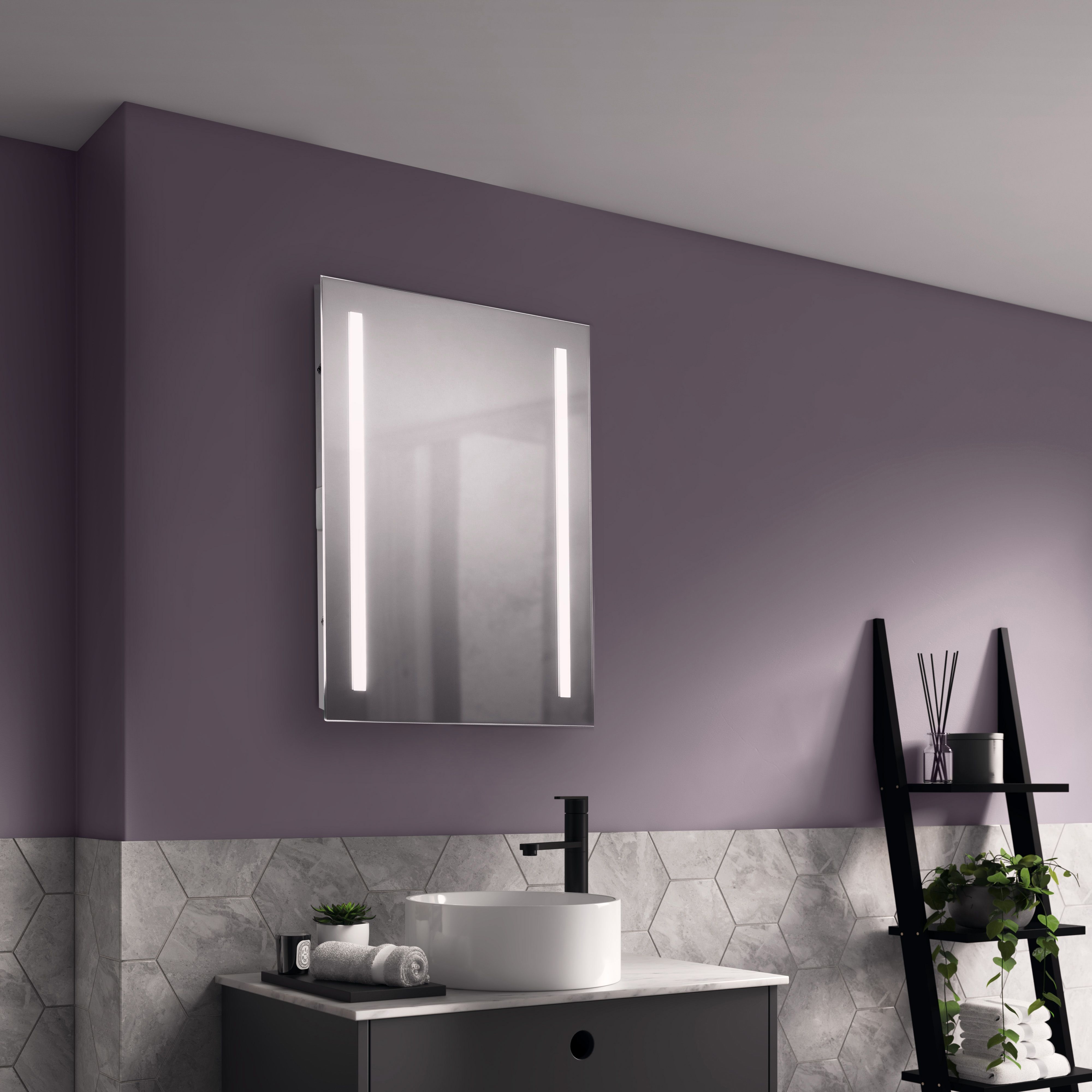 Sensio Kai Rectangular Wall-mounted Bathroom Illuminated Contemporary Mirror (H)70cm (W)50cm