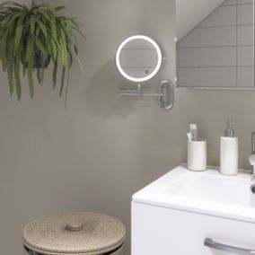 Sensio Lily Chrome effect Round Wall-mounted Bathroom & WC Illuminated Mirror (H)32cm (W)20cm