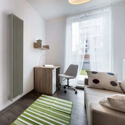 Seren Conqueror Flat panel Champagne 8 Column Radiator, (W)320mm x (H)1800mm