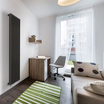 Seren Conqueror Flat panel Gun metal 10 Column Radiator, (W)400mm x (H)1800mm