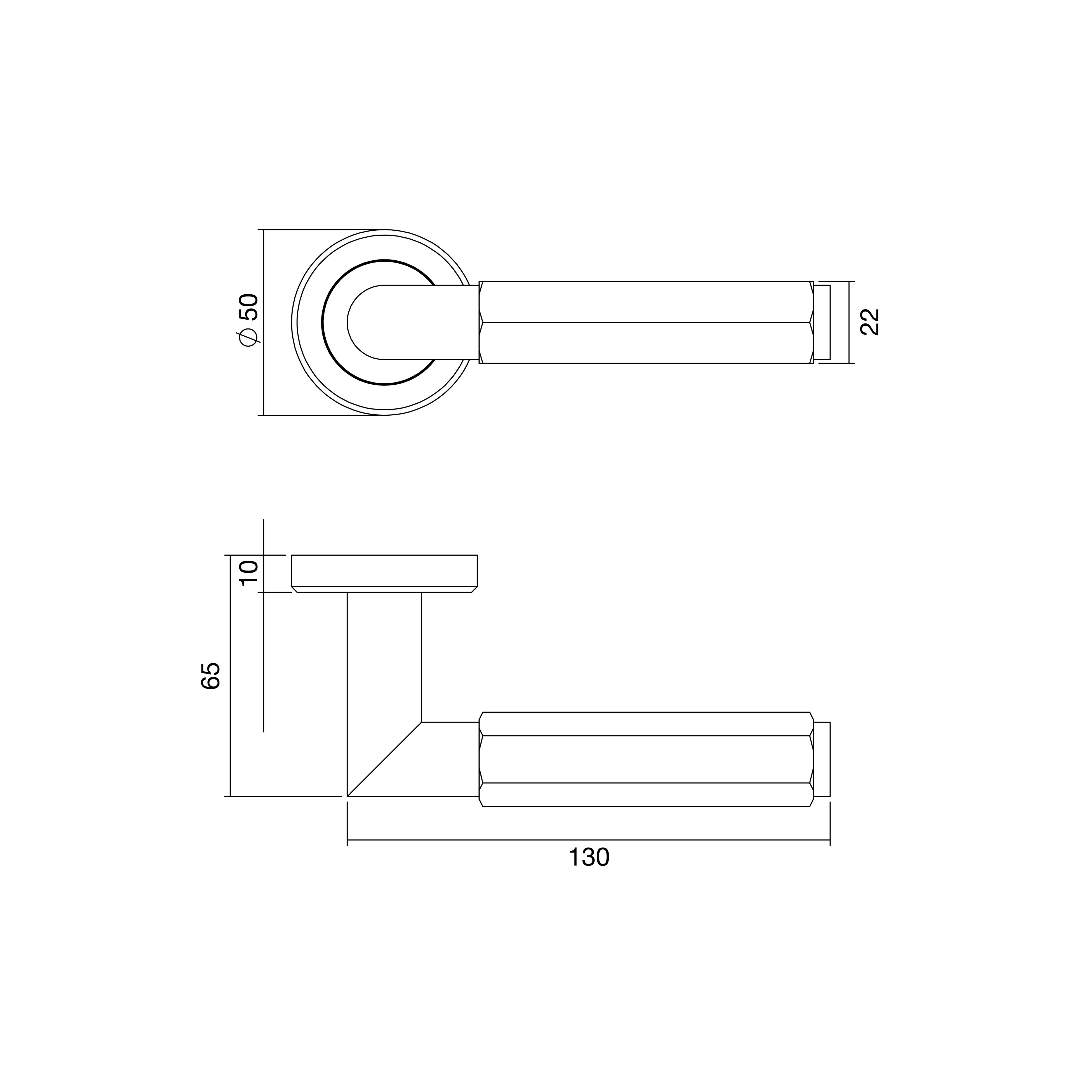 Serozzetta Black Straight Lever on rose Door handle (L)130mm, Pair