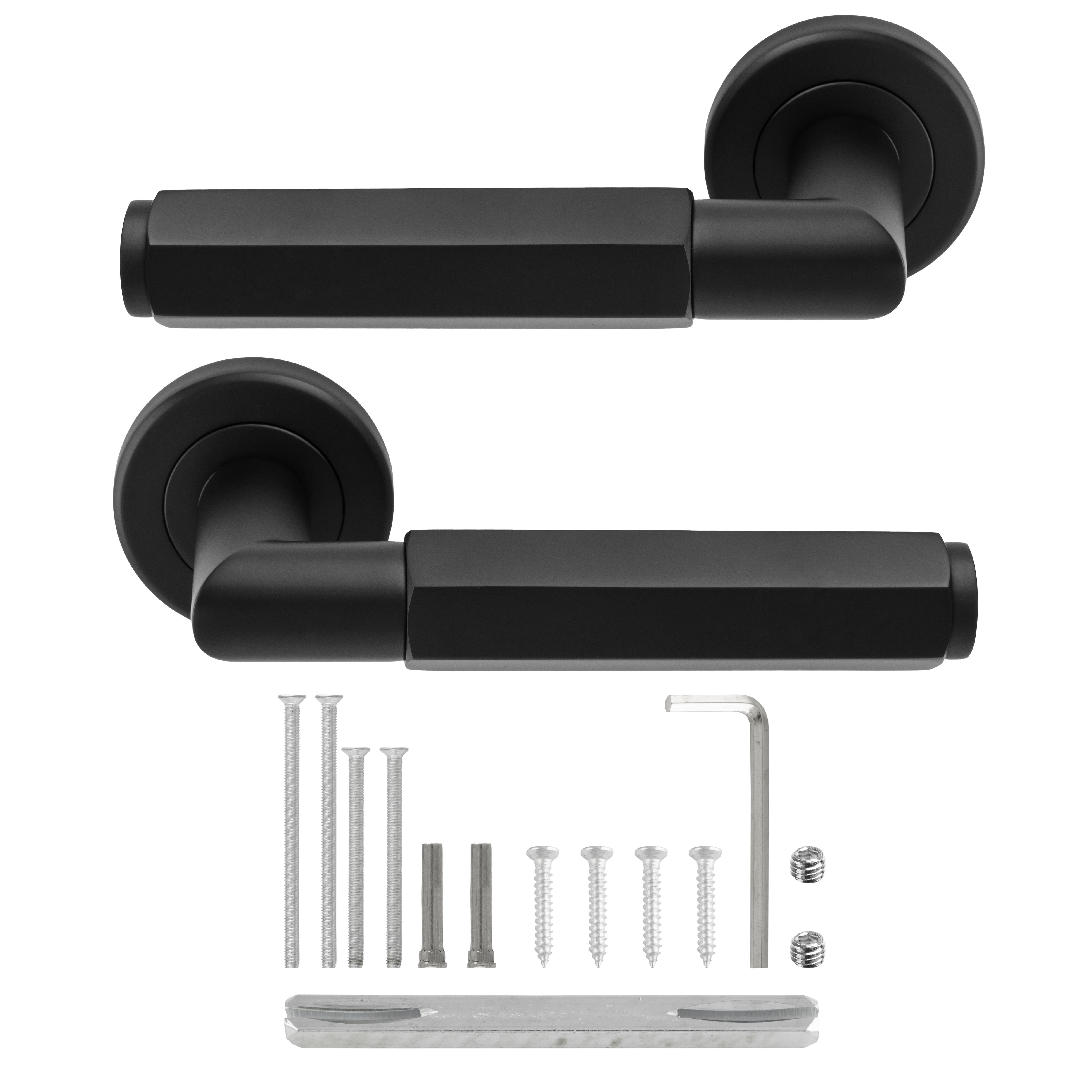 Serozzetta Black Straight Lever on rose Door handle (L)130mm, Pair