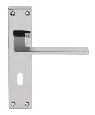 Serozzetta Zone Polished Chrome effect Zinc alloy Lock Door handle (L)120mm