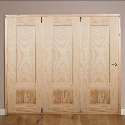 Severn 2 panel Unglazed Pine Internal Folding Door set, (H)2035mm (W)2146mm