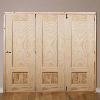 Severn 2 Panel Unglazed Pine Internal Folding Door Set, (H)2035mm (W ...