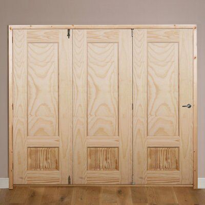 Severn 2 panel Unglazed Pine Internal Folding Door set, (H)2035mm (W)2374mm
