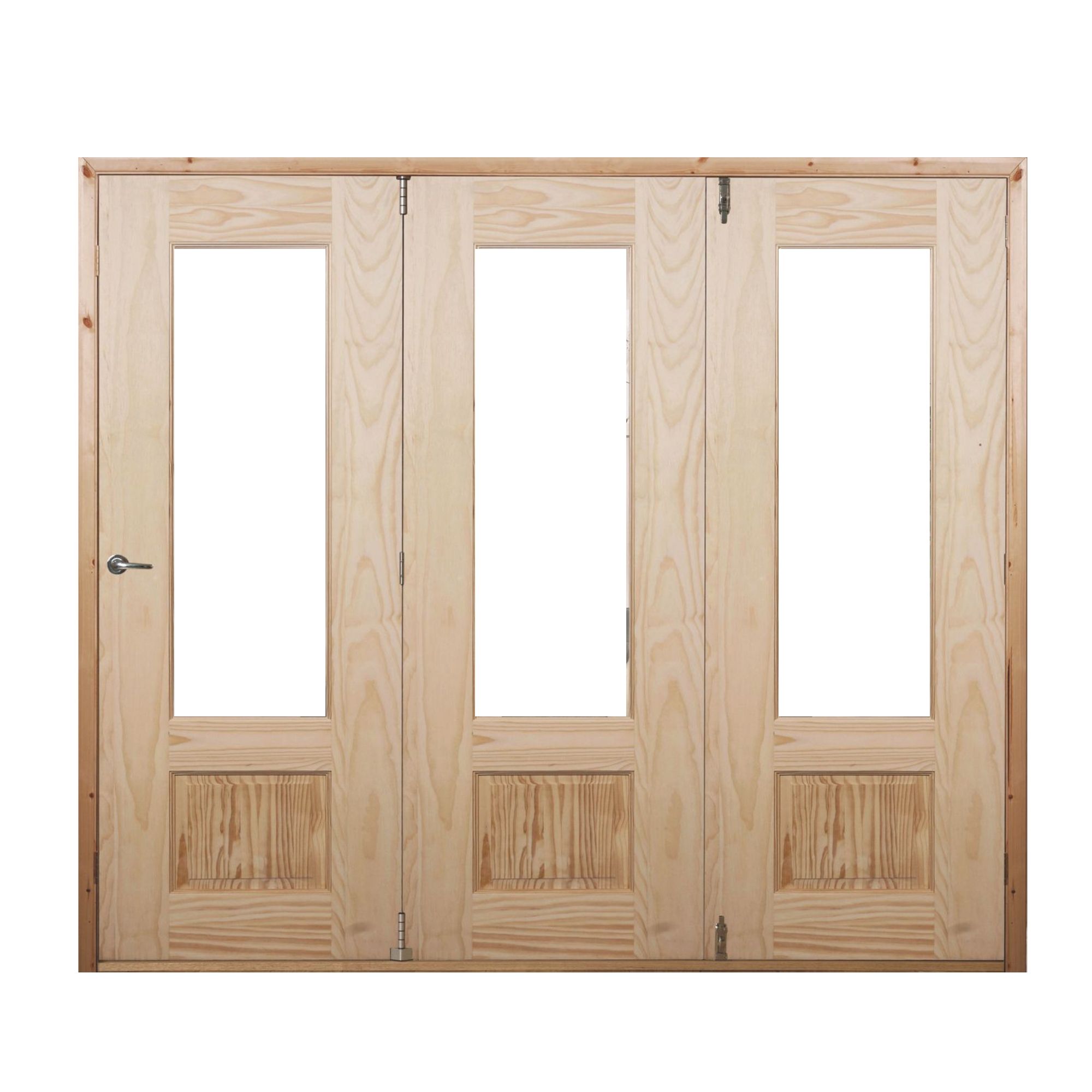 Severn 3 panel 1 Lite Clear Glazed Classic Clear pine Internal Folding Tri-fold Door set, (H)2035mm (W)2146mm