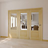 Severn 3 panel 1 Lite Glazed Clear pine Internal Tri-fold Door set, (H)2035mm (W)2374mm