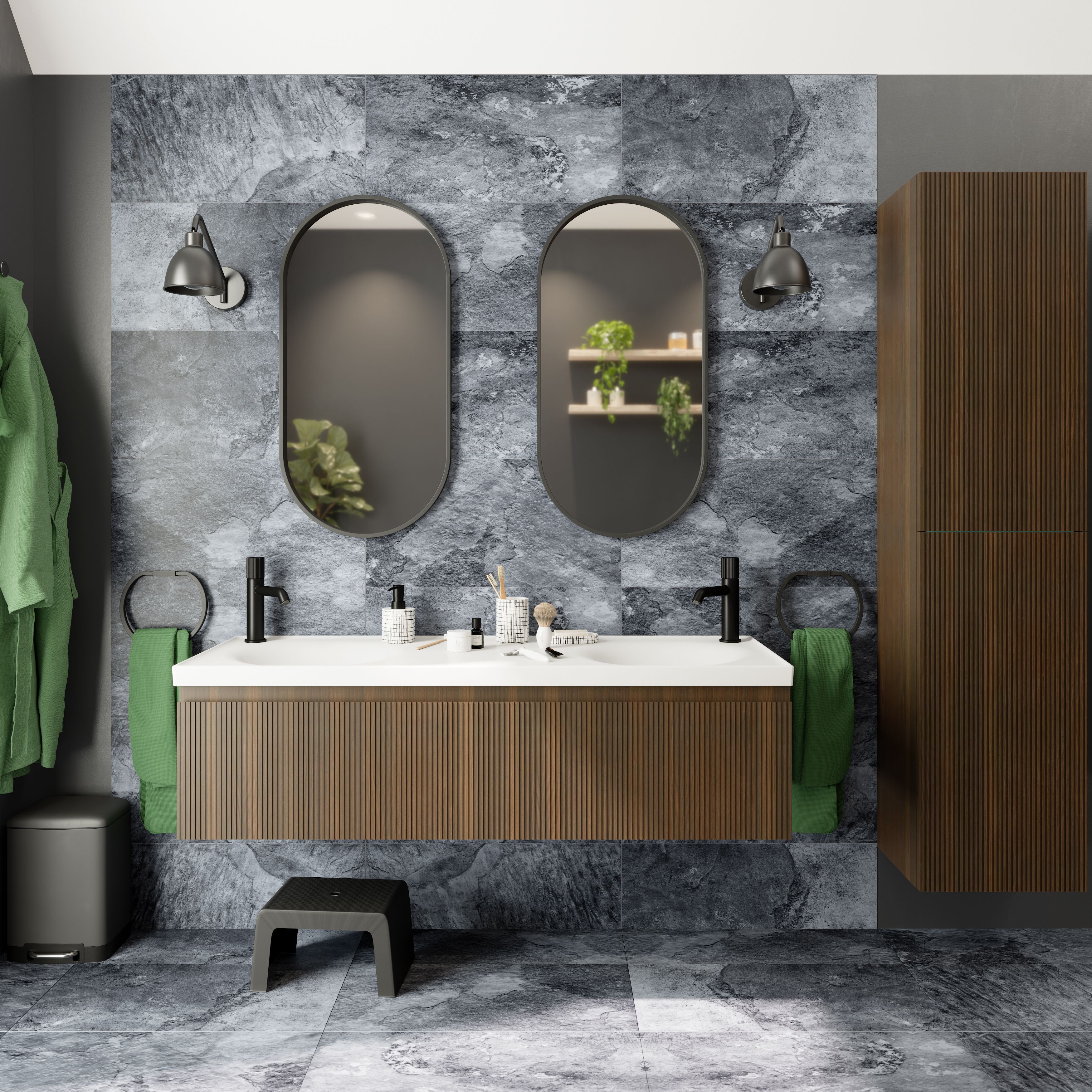 Shaded slate Anthracite Matt Porcelain Indoor Wall & floor Tile