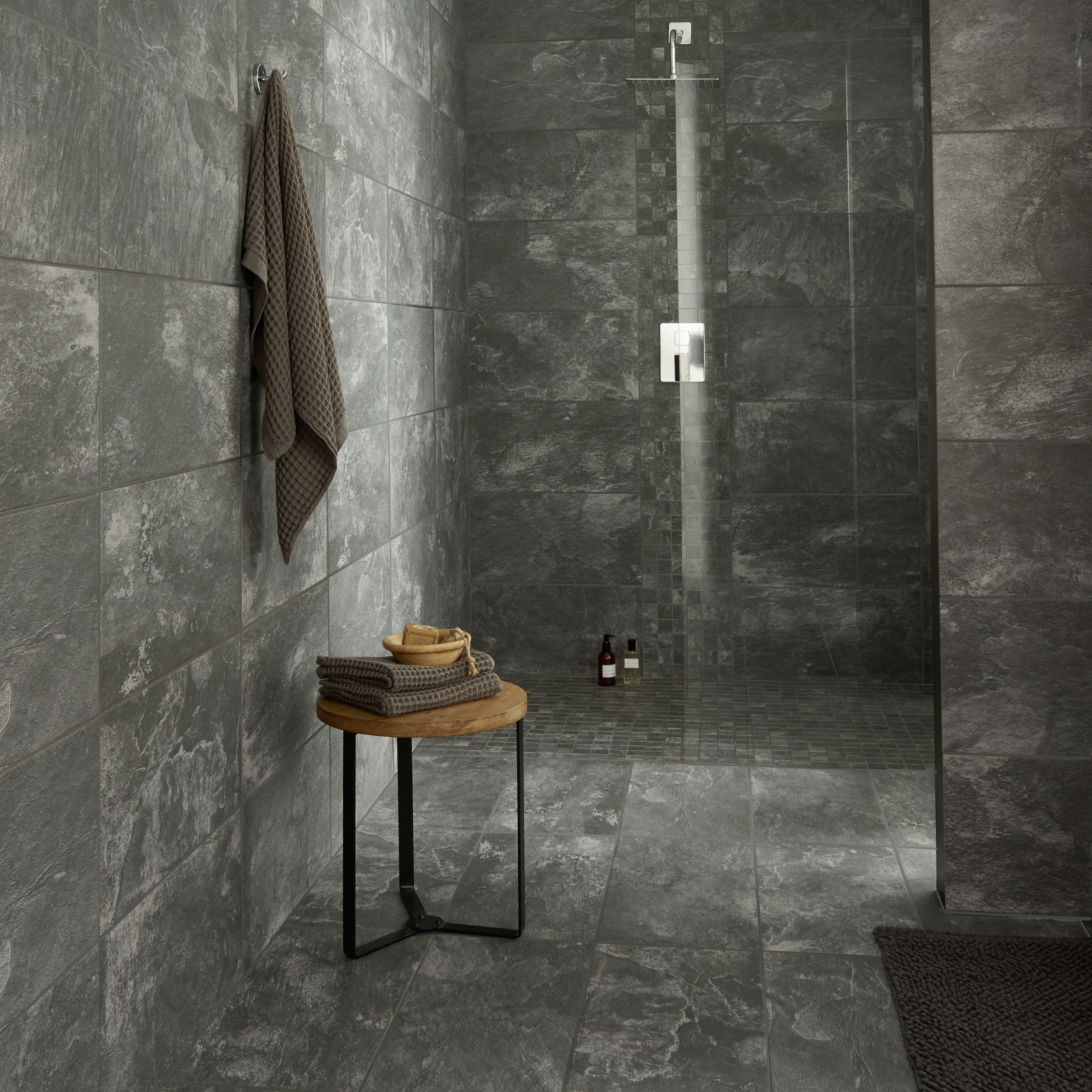 Shaded slate Anthracite Porcelain Wall & floor Tile - 7