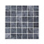Shaded slate Anthracite Stone effect Porcelain Mosaic tile, (L)305mm (W)305mm