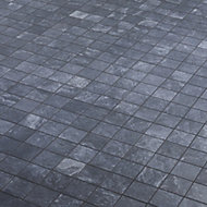 Shaded slate Anthracite Stone effect Porcelain Mosaic tile, (L)305mm (W)305mm