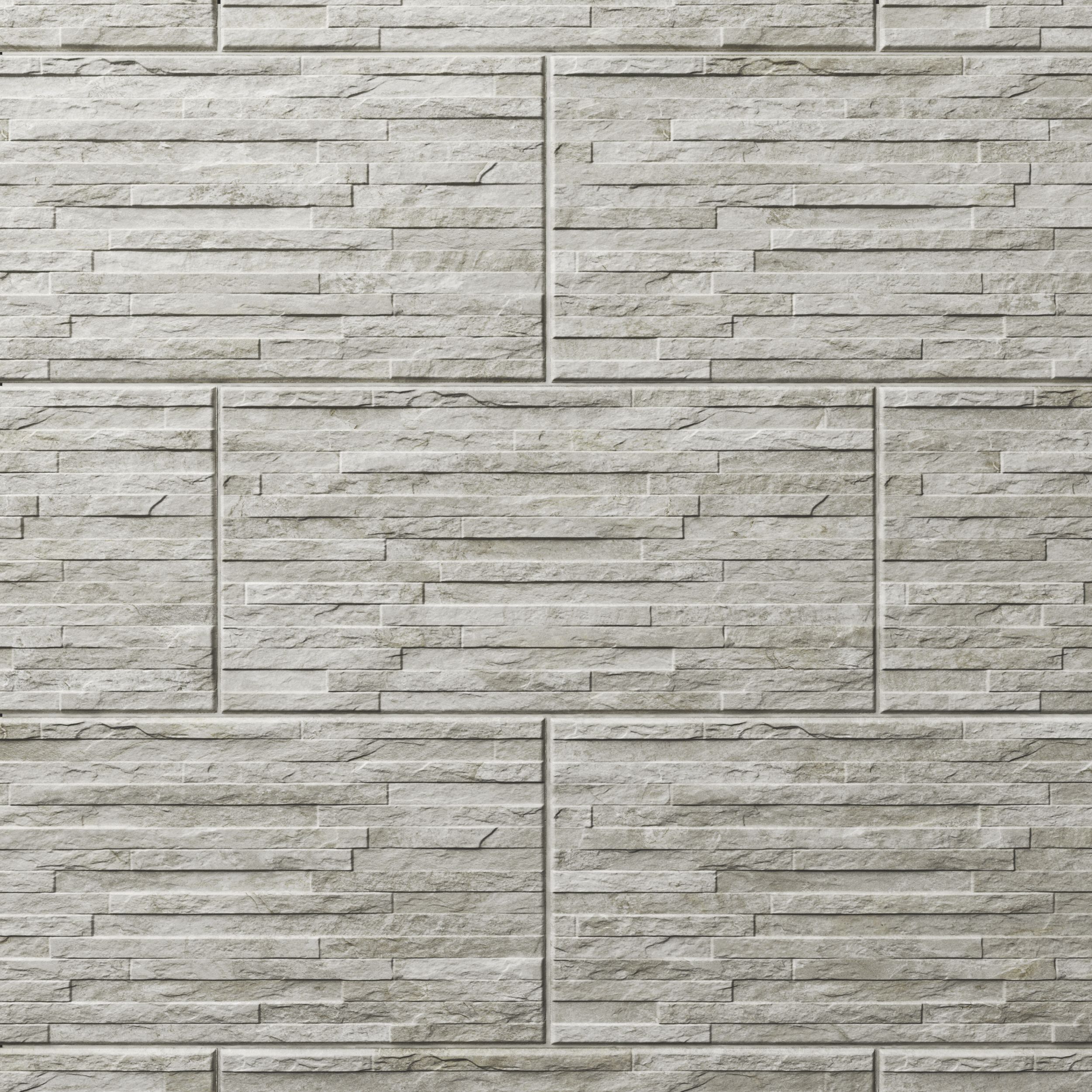 Shaded slate Beige Matt 3D decor Stone effect Porcelain Indoor Wall ...